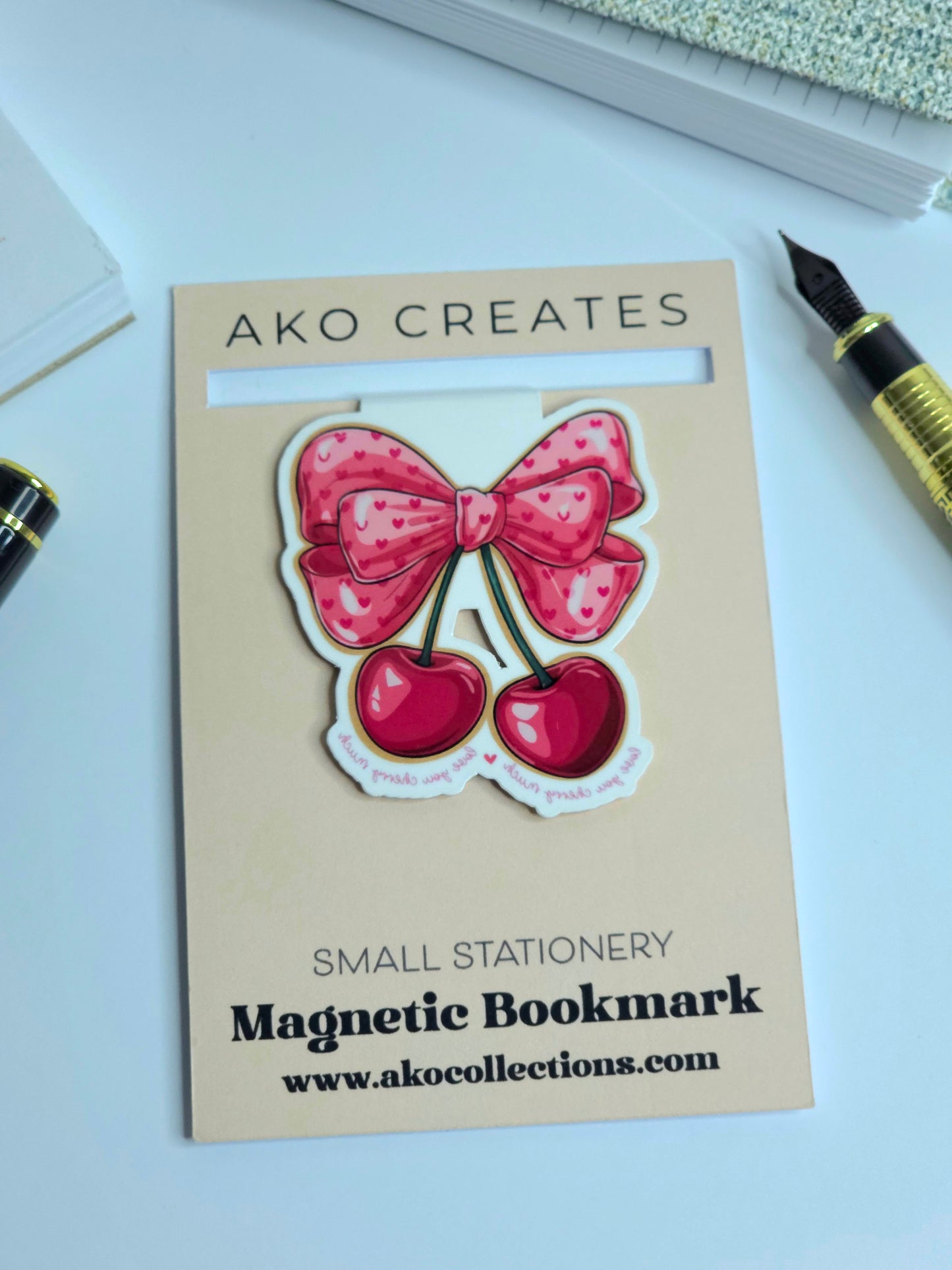 Cherry Bow Magnetic Bookmark