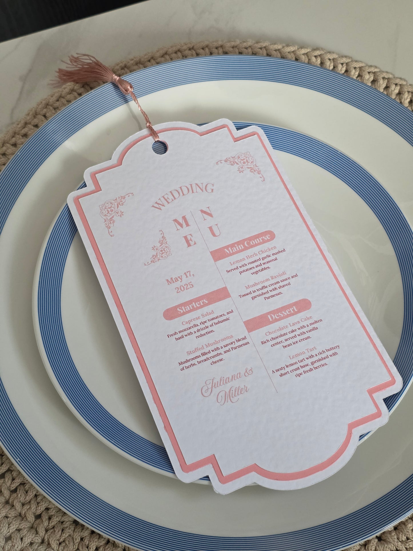 Vintage Wedding Menu