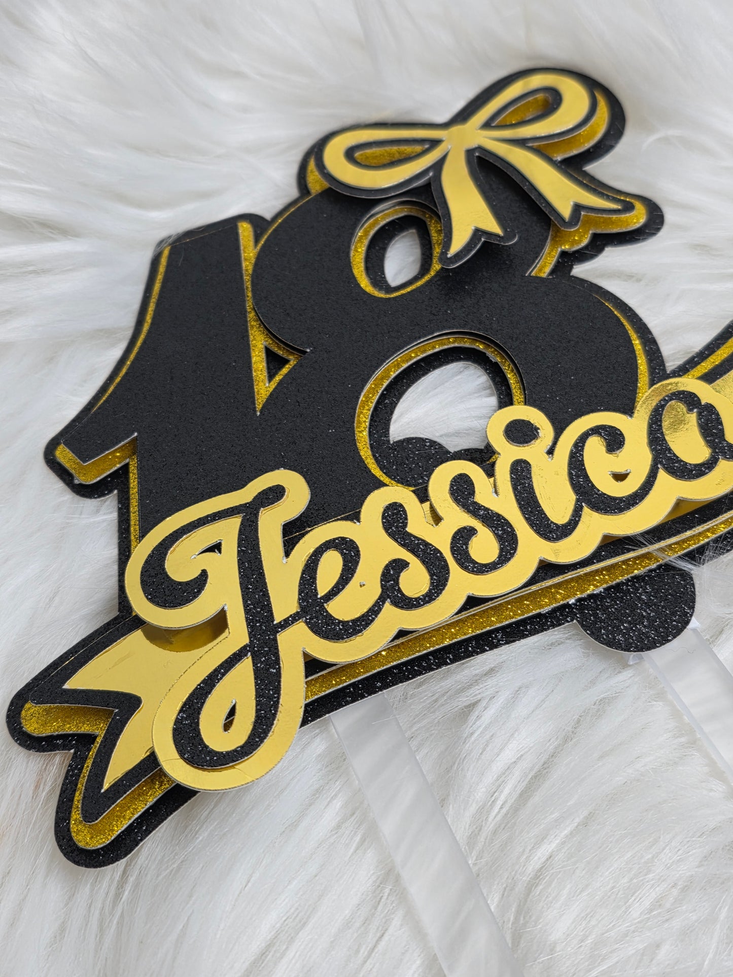Black & Gold 18th Cake Topper