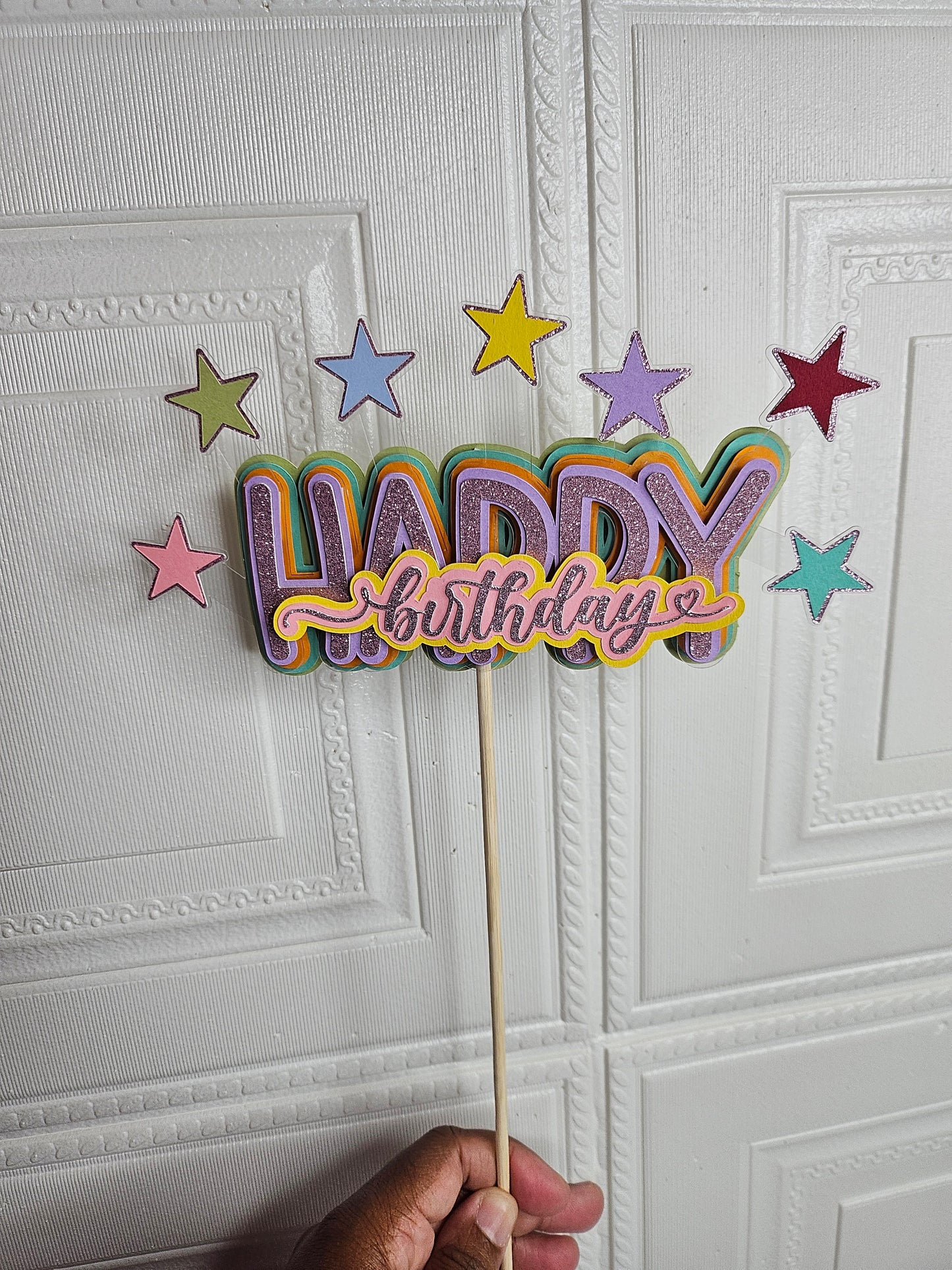 Happy Birthday Glitter Cake Topper