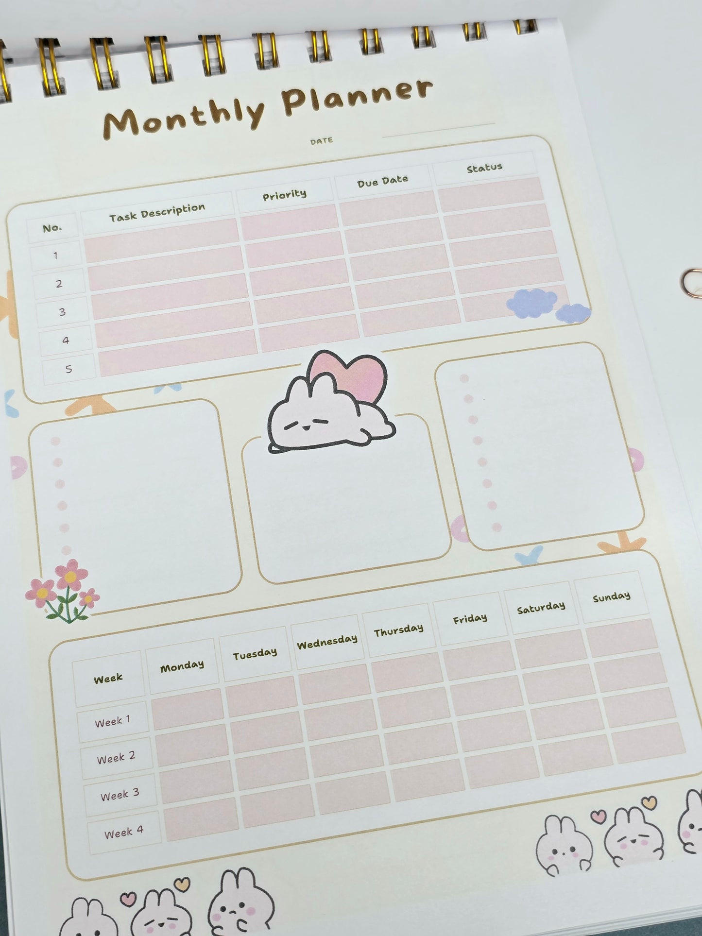 Cute Bunny Planner with Notes