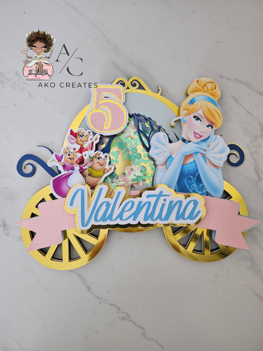 Personalised Cinderella Shaker Cake Topper