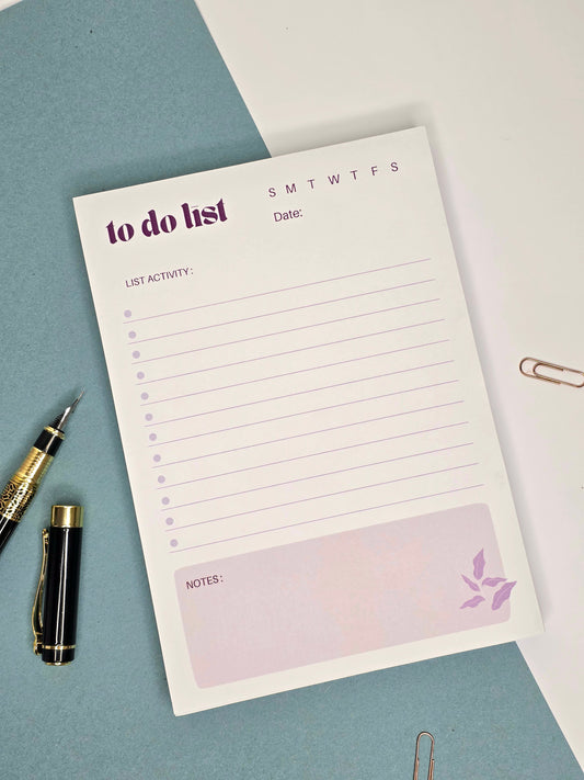 Purple To Do List Note Pad A5