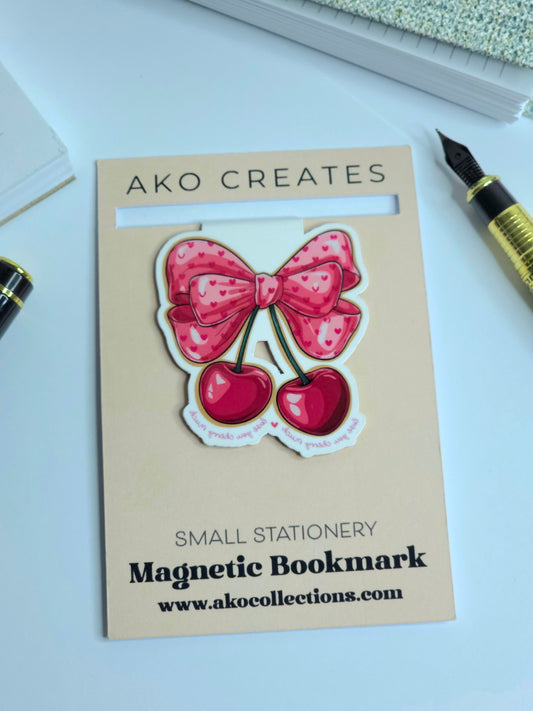 Cherry Bow Magnetic Bookmark