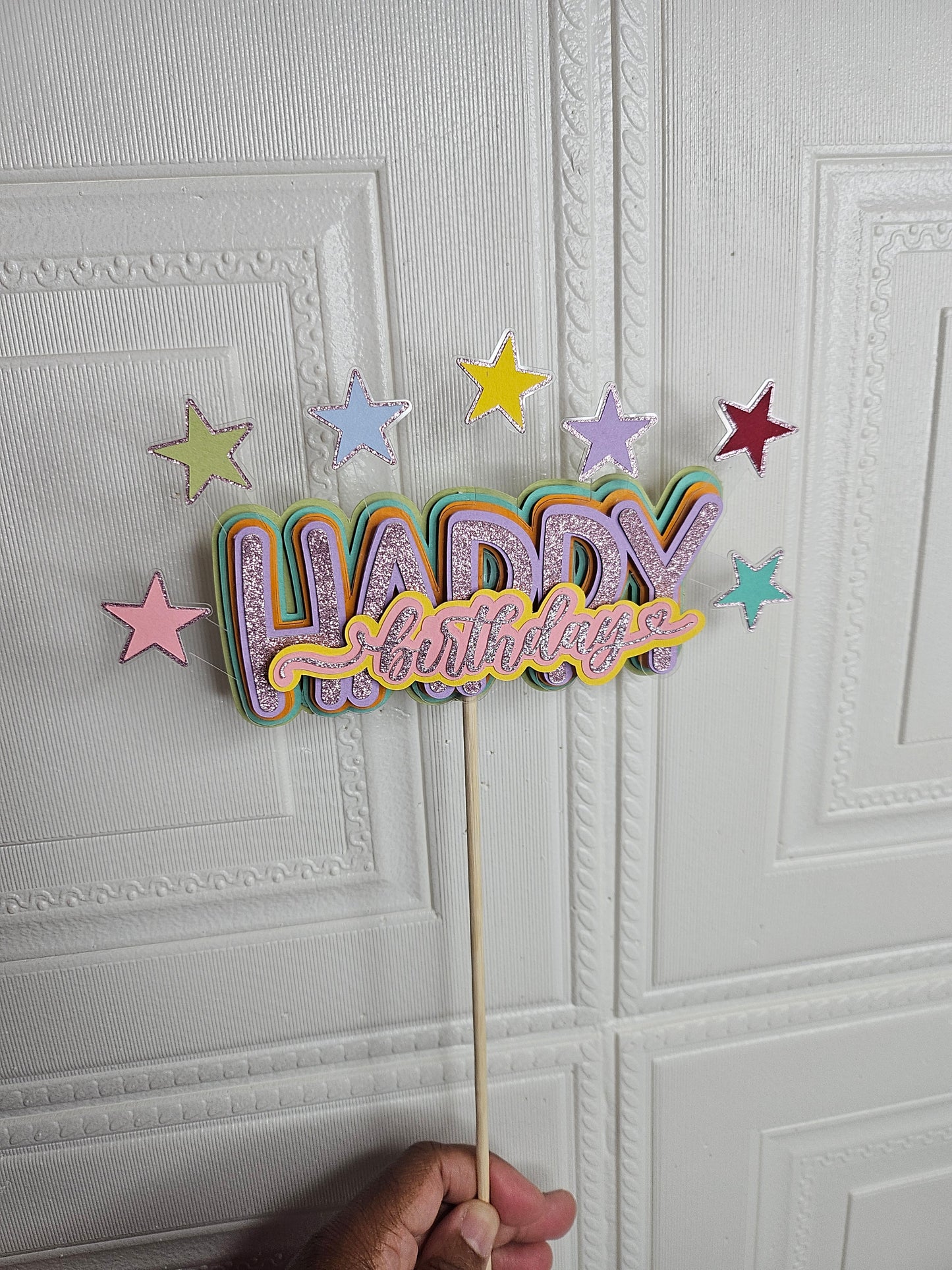 Happy Birthday Glitter Cake Topper