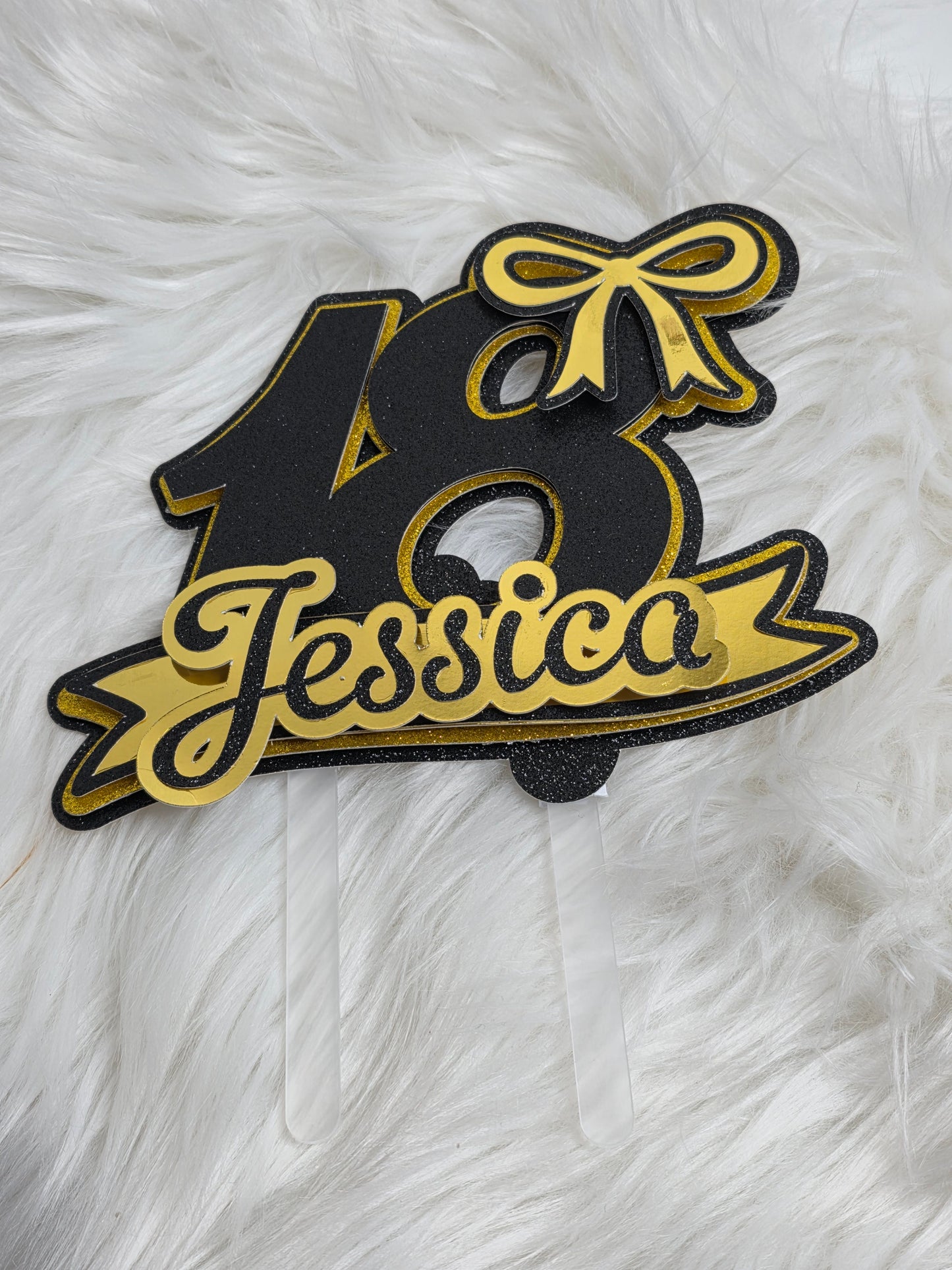 Black & Gold 18th Cake Topper