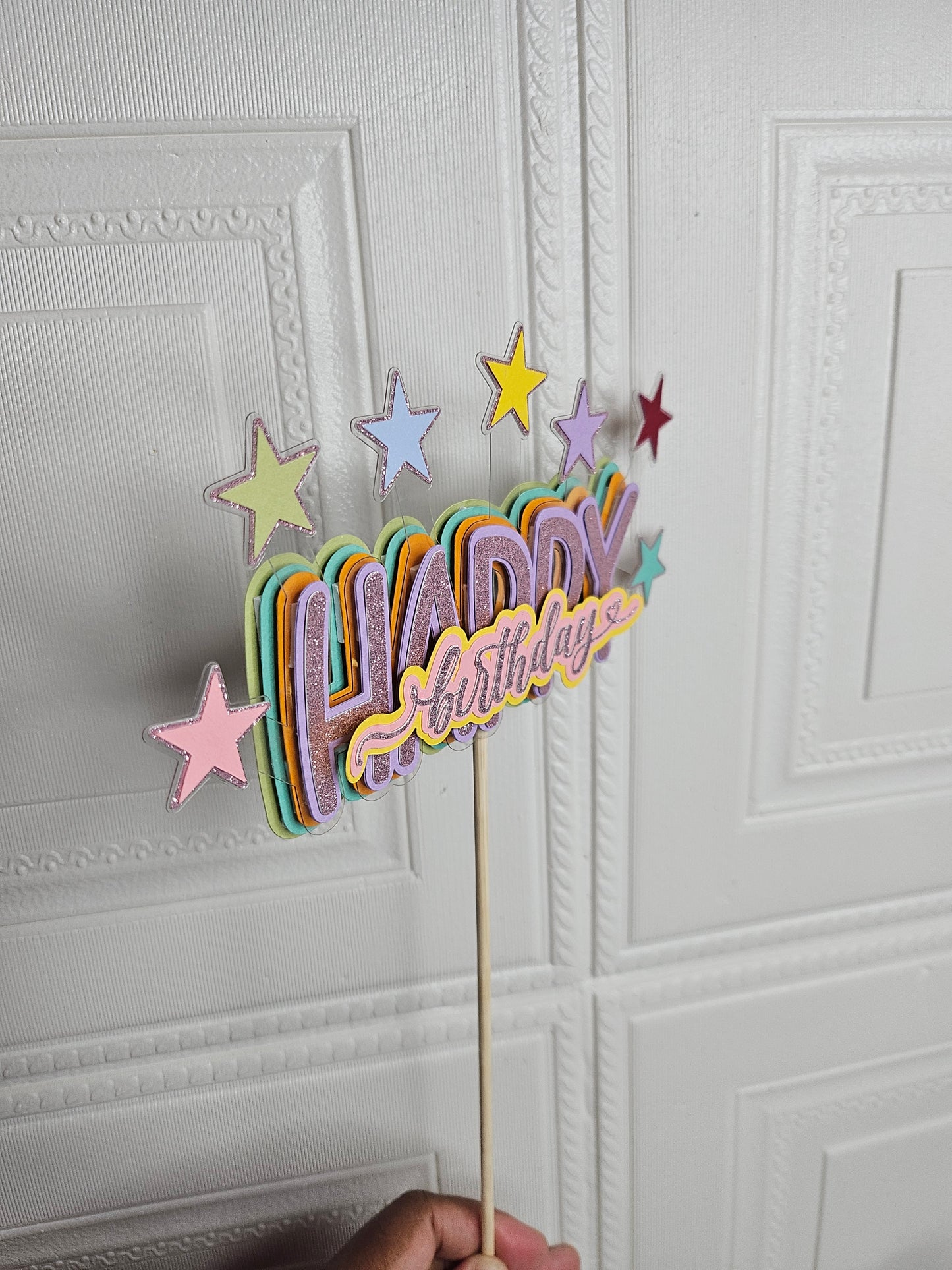 Happy Birthday Glitter Cake Topper
