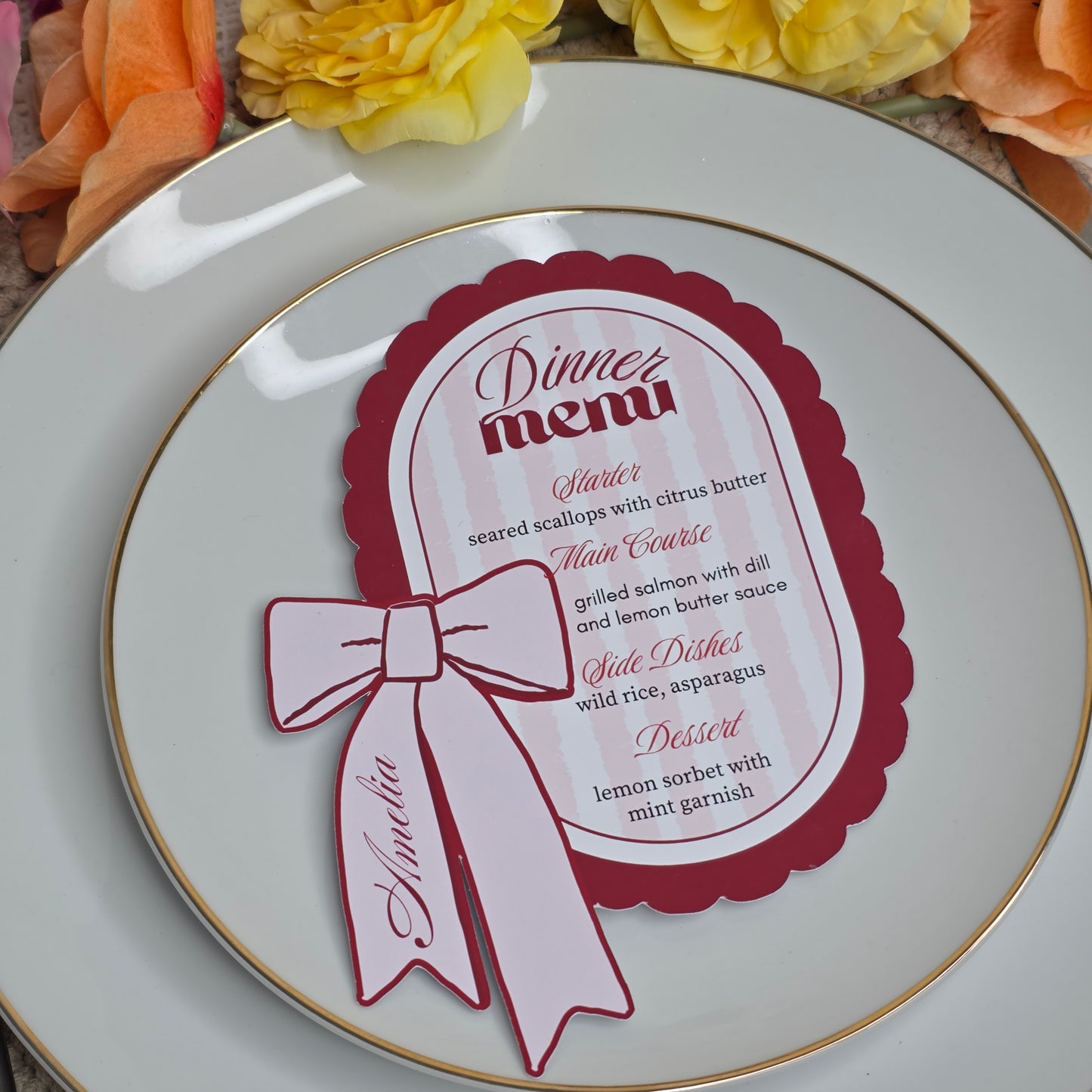 Personalised Coquette Menu