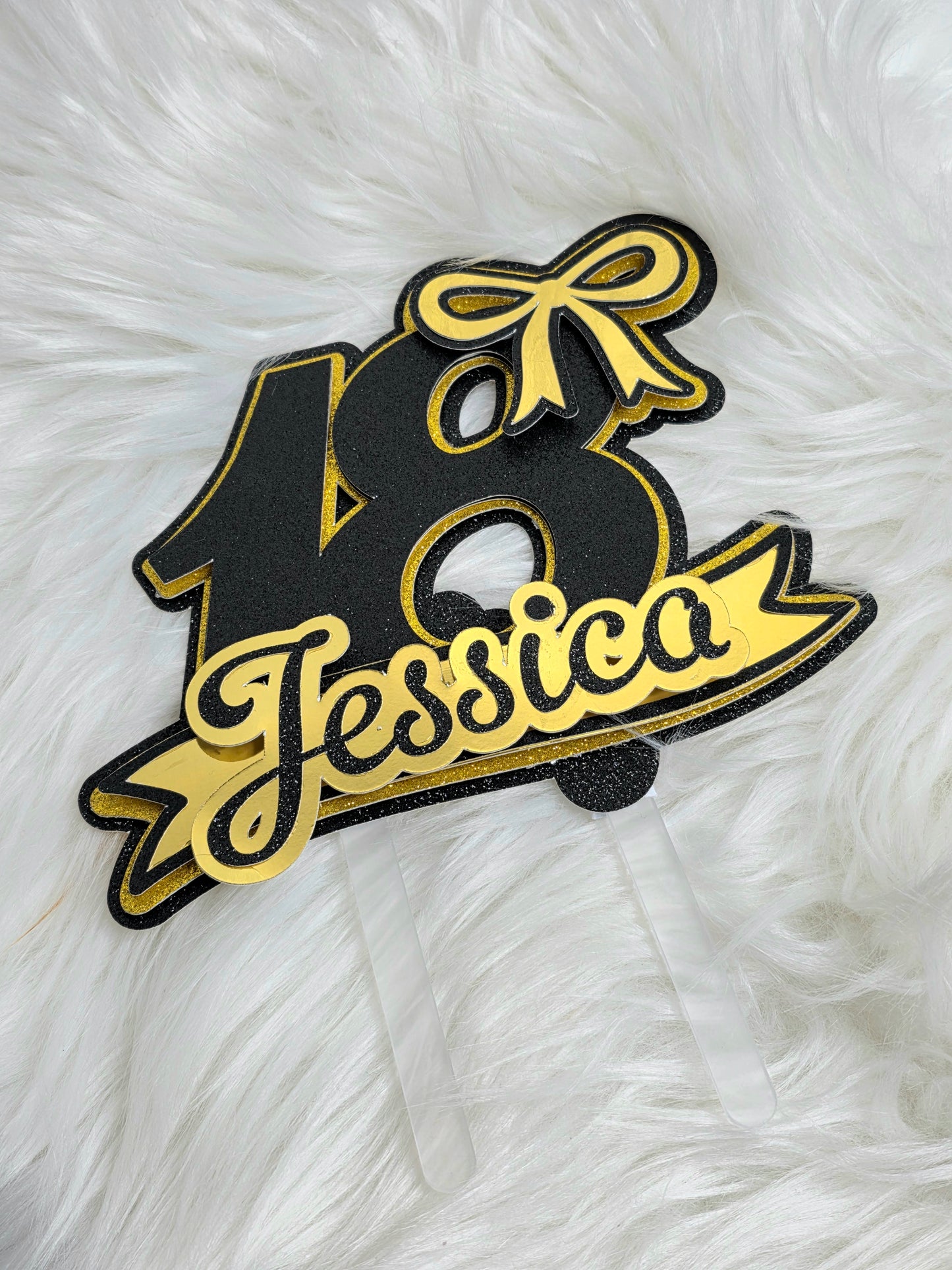 Black & Gold 18th Cake Topper