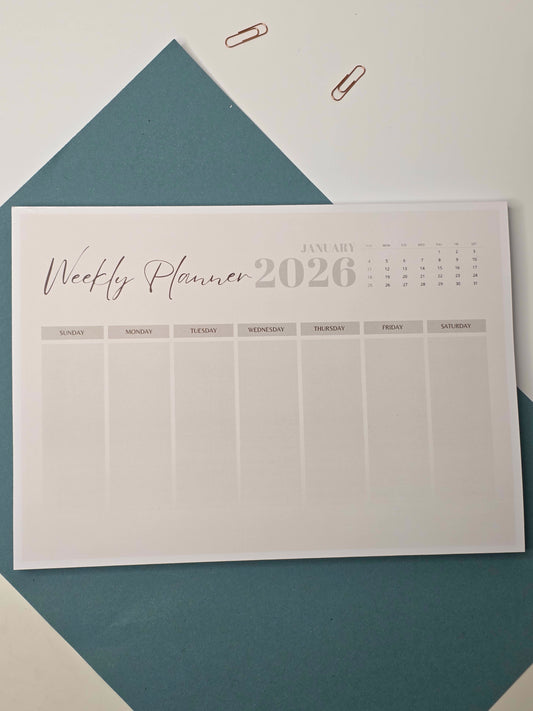 2026 Minimalist Weekly Planner A4