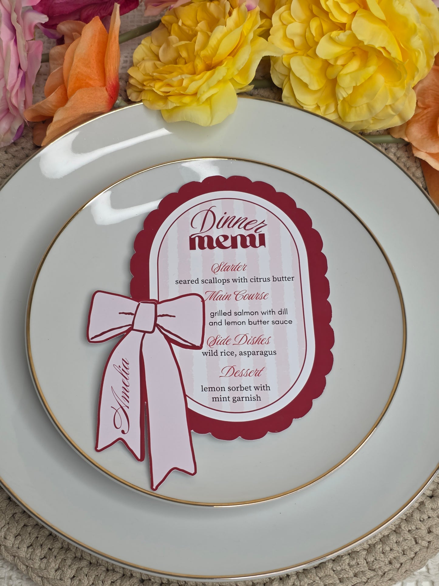 Personalised Coquette Menu