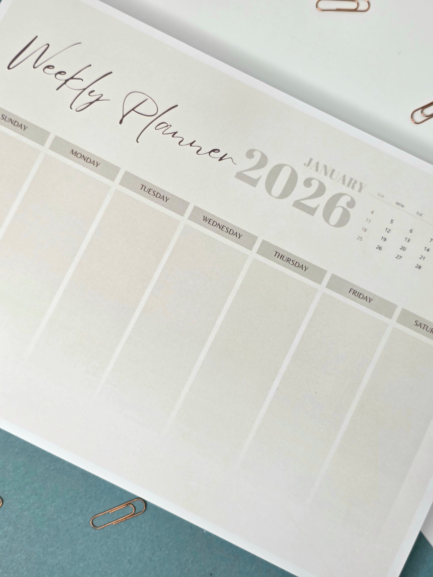 2026 Minimalist Weekly Planner A4